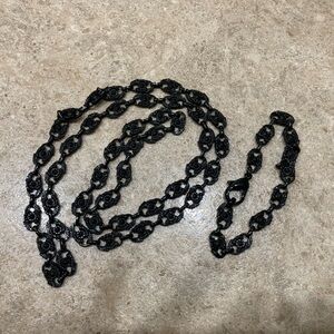 Black chain link necklace and bracelet set 🖤
